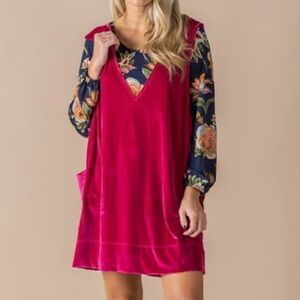 Agnes & Dora Velvet Limitless Jumper Dress Berry NWT Large